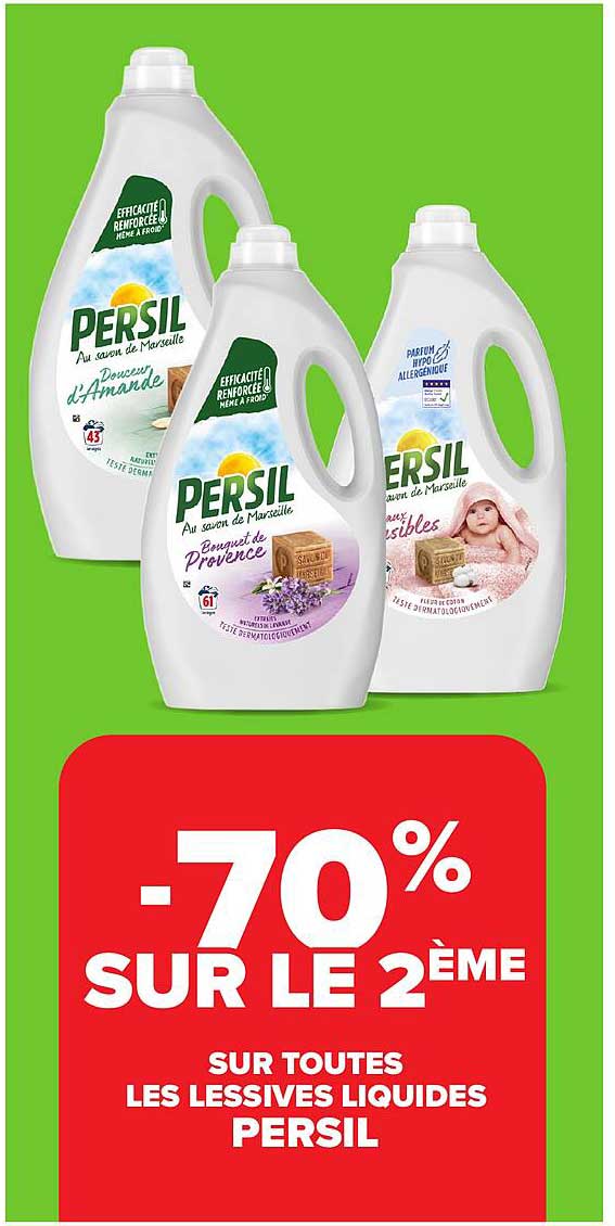 -70% SUR LE 2ÈME SUR TOUTES LES LESSIVES LIQUIDES PERSIL
