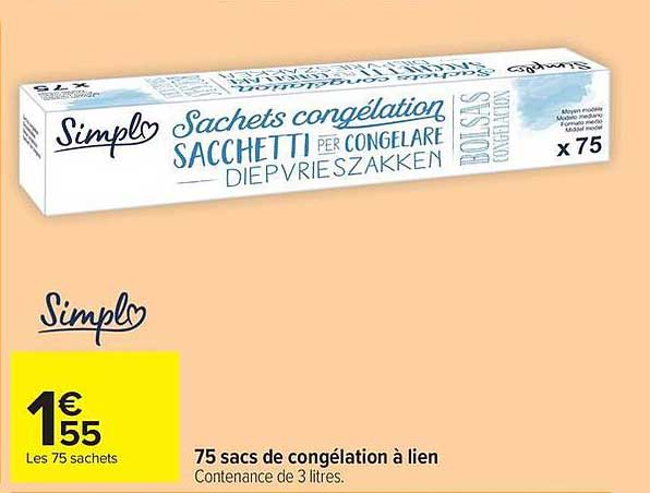 75 sacs de congélation à lien