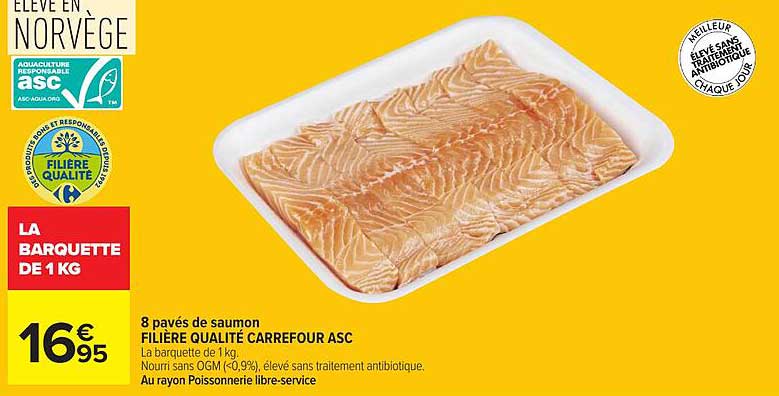8 pavés de saumon FILIÈRE QUALITÉ CARREFOUR ASC