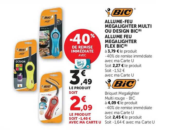 ALLUME-FEU MEGALIGHTER MULTI OU DESIGN BIC(B) ALLUME FEU MEGALIGHTER FLEX BIC(B)