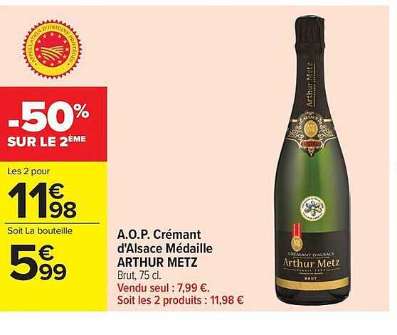 A.O.P. Crémant d'Alsace Médaille ARTHUR METZ
