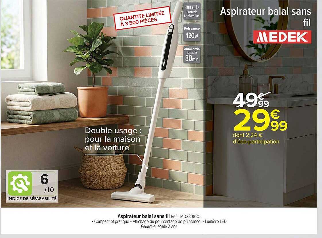Aspirateur balai sans fil MEDEK