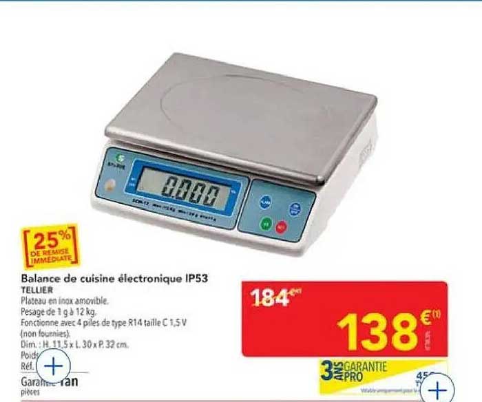Balance de cuisine électronique IP53 TELLIER