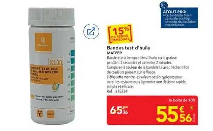 Bandes test d'huile MATFER
