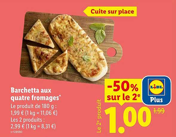 Barchetta aux quatre fromages