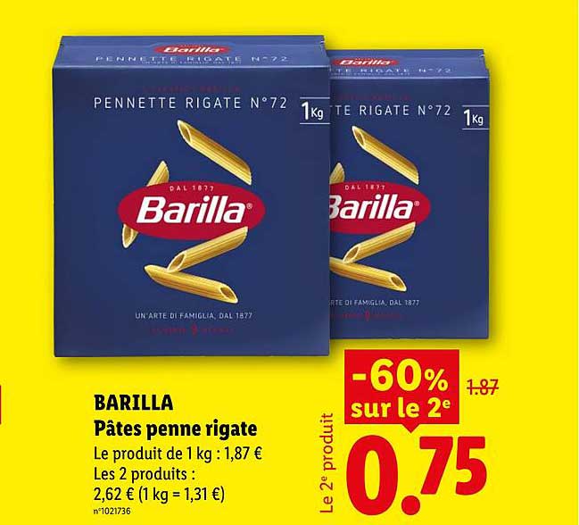 BARILLA Pâtes penne rigate