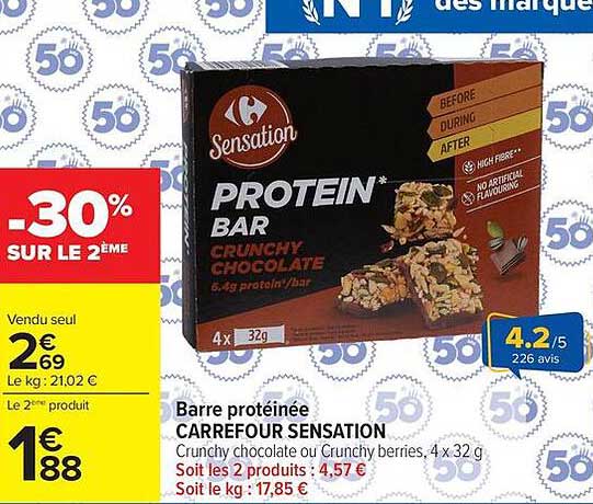 Barre protéinée CARREFOUR SENSATION