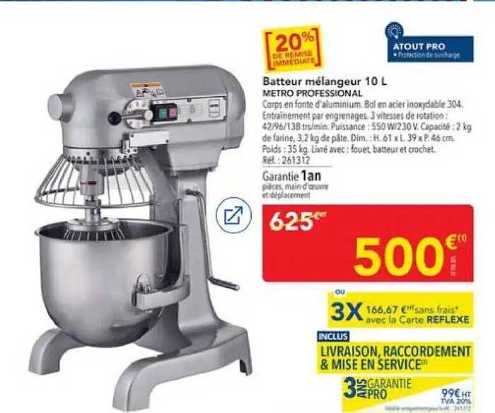 Batteur mélangeur 10 L METRO PROFESSIONAL