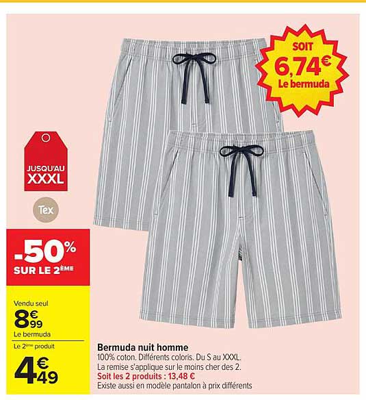 Bermuda nuit homme