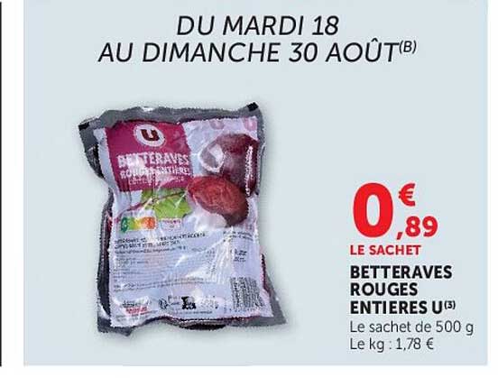 BETTERAVES ROUGES ENTIÈRES U