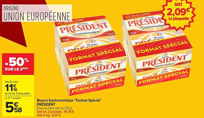 Beurre Gastronomique "Format Spécial" PRÉSIDENT