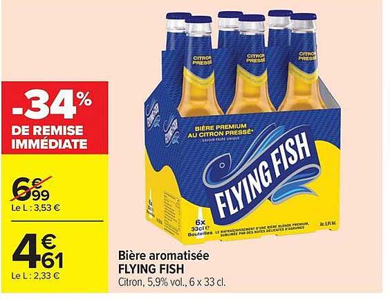 Bière aromatisée FLYING FISH Citron, 5,9% vol., 6 x 33 cl.