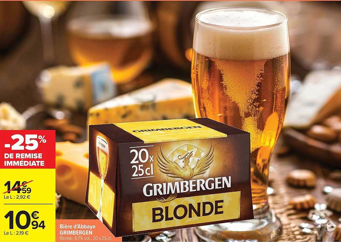 BIÈRE D’ABBAYE GRIMBERGEN BLONDE, 6,7% VOL., 20 x 25 cl