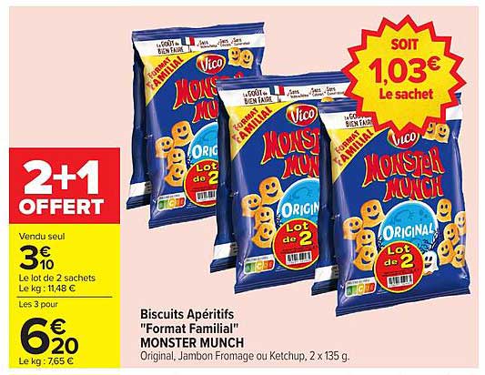Biscuits Apéritifs "Format Familial" MONSTER MUNCH