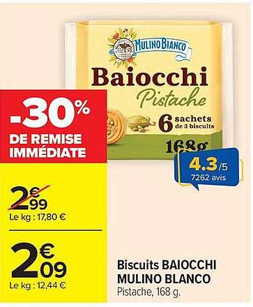 Biscuits BAIOCCHI MULINO BLANCO Pistache, 168 g.