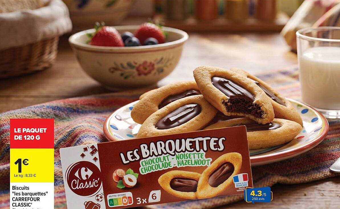Biscuits "les barquettes" CARREFOUR CLASSIC'