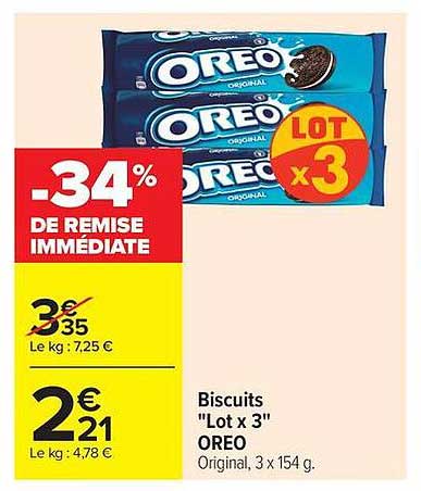 Biscuits "Lot x 3" OREO Original, 3 x 154 g.