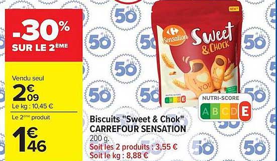 Biscuits "Sweet & Chok" CARREFOUR SENSATION