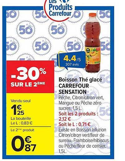 Boisson Thé glacé CARREFOUR SENSATION