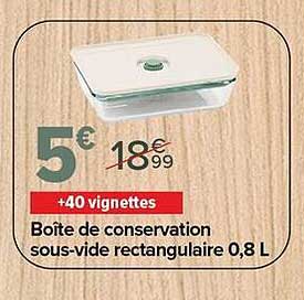 Boîte de conservation sous-vide rectangulaire 0,8 L