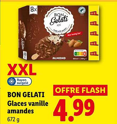 BON GELATI Glaces vanille amandes 672 g