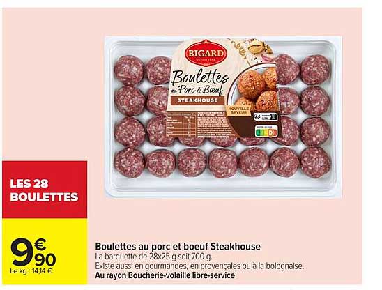 Boulettes au porc et boeuf Steakhouse