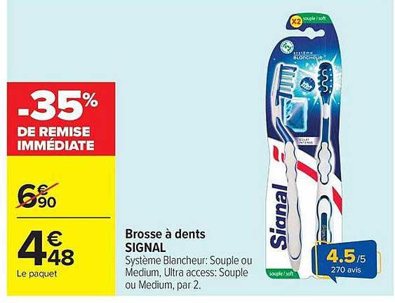 Brosse à dents SIGNAL Système Blancheur: Souple ou Medium, Ultra access: Souple ou Medium, par 2.