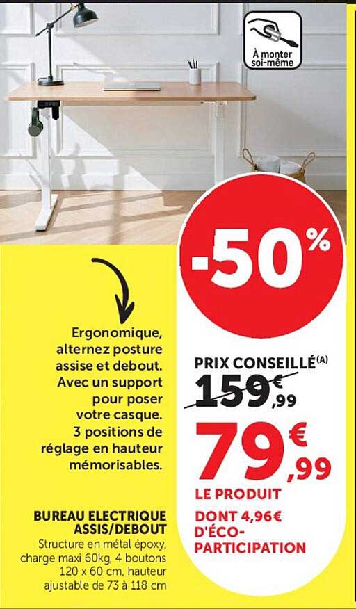 BUREAU ÉLECTRIQUE ASSIS/DEBOUT