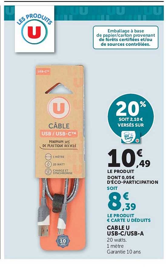 CÂBLE U USB-C/USB-A