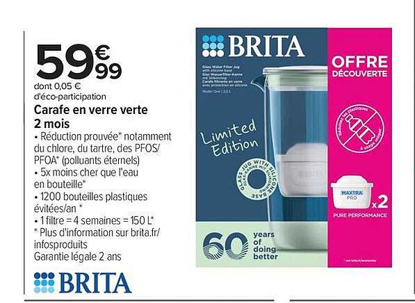 Carafe en verre verte 2 mois