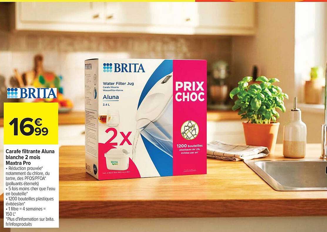 Carafe filtrante Aluna blanche 2 mois Maxtra Pro