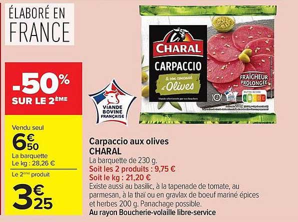 Carpaccio aux olives CHARAL