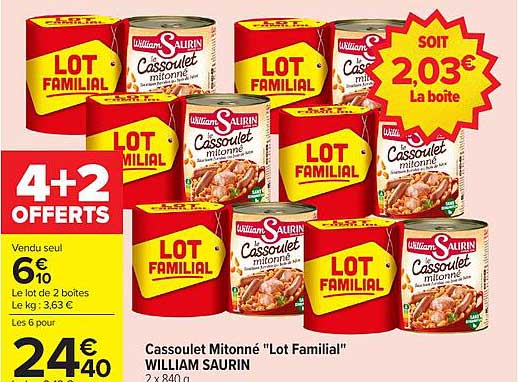 CASSOULET MITONNÉ "Lot Familial" WILLIAM SAURIN