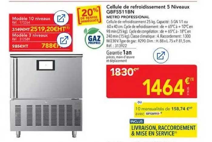 Cellule de refroidissement 5 Niveaux GBF5511BN METRO PROFESSIONAL