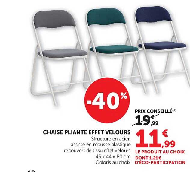CHAISE PLIANTE EFFET VELOURS