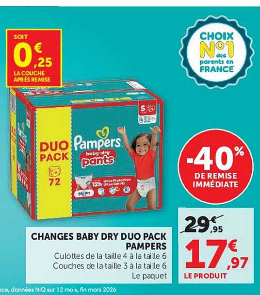 CHANGES BABY DRY DUO PACK PAMPERS