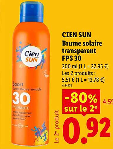 CIEN SUN Brume solaire transparent FPS 30