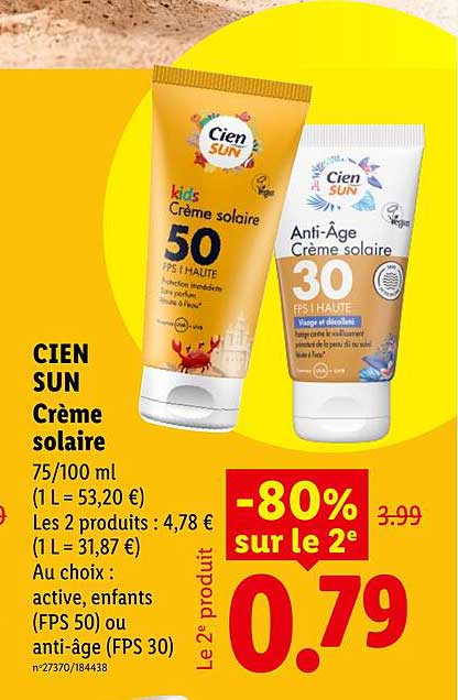 CIEN SUN Crème solaire