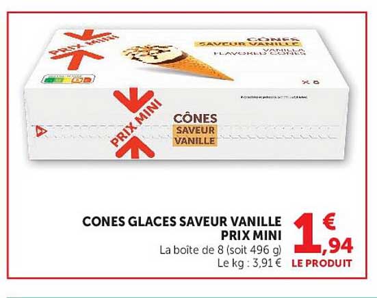 CONES GLACES SAVEUR VANILLE