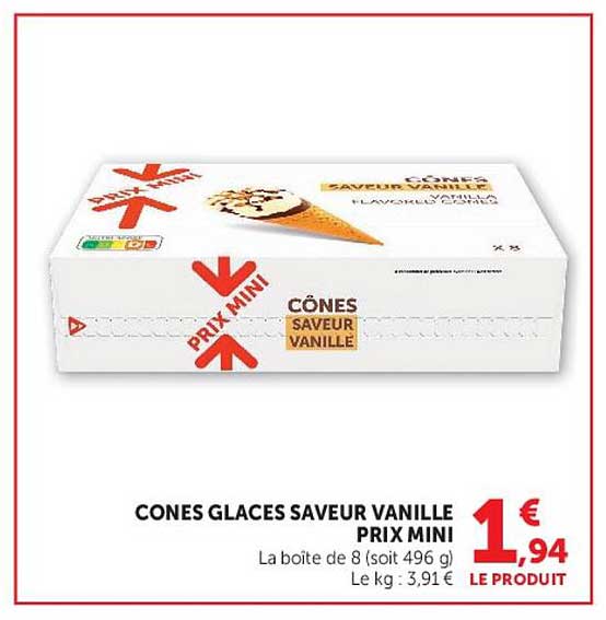 CONES GLACES SAVEUR VANILLE PRIX MINI