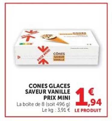 CONES GLACES SAVEUR VANILLE PRIX MINI
