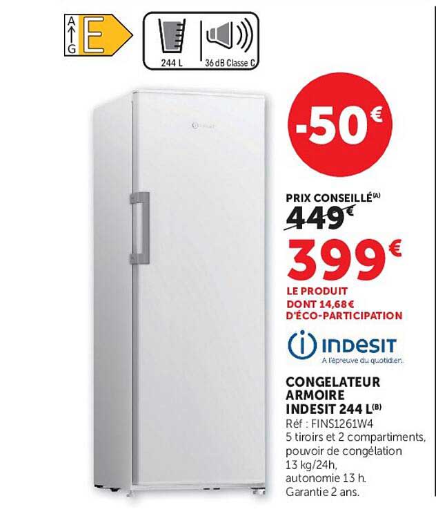 CONGELATEUR ARMOIRE INDESIT 244 L
