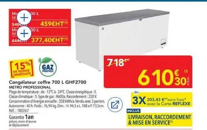 Congélateur coffre 700 L GHF2700 METRO PROFESSIONAL