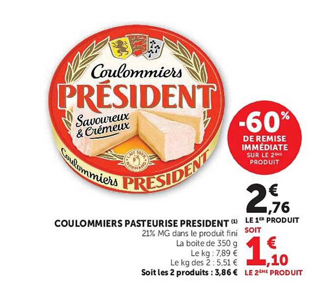 COULOMMIERS PASTEURISE PRESIDENT