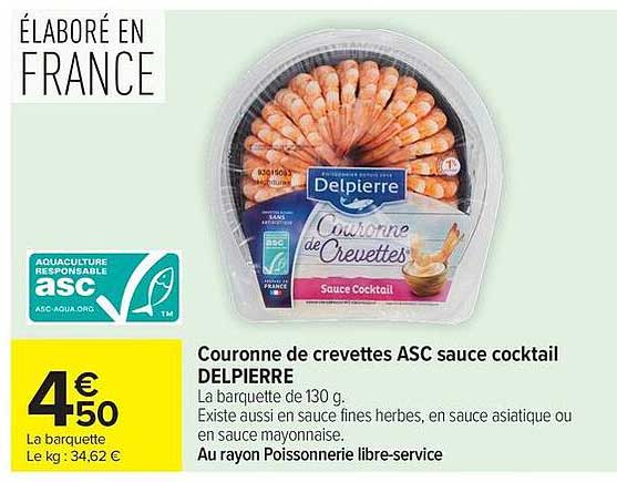 Couronne de crevettes ASC sauce cocktail DELPIERRE