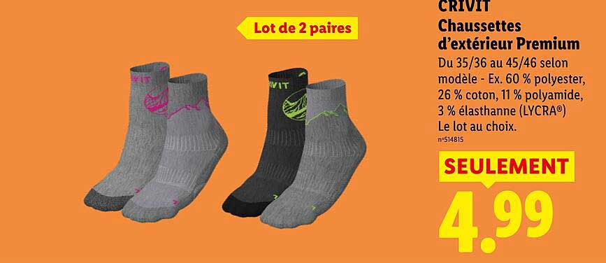 CRIVIT Chaussettes d’extérieur Premium