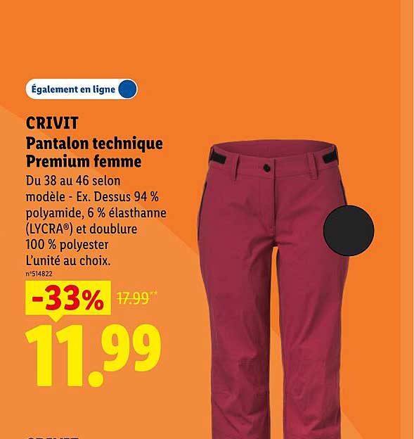 CRIVIT Pantalon technique Premium femme