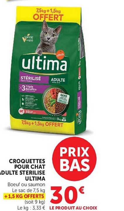CROQUETTES POUR CHAT ADULTE STERILISE ULTIMA