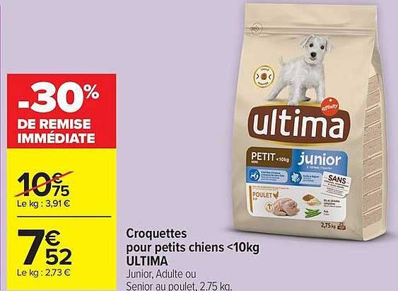 Croquettes pour petits chiens <10kg ULTIMA