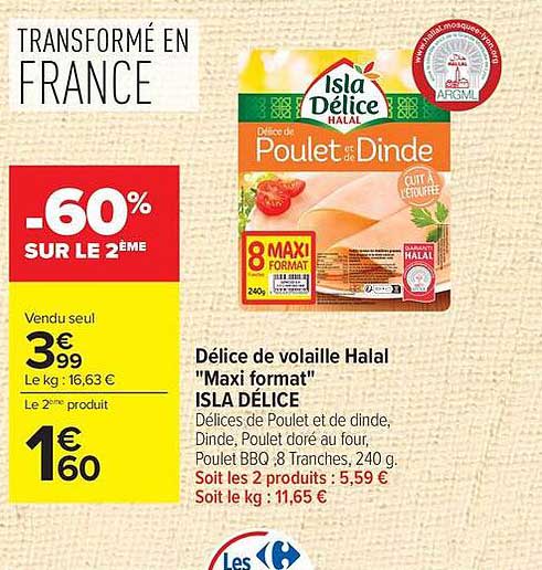 Délice de volaille Halal "Maxi format" ISLA DÉLICE